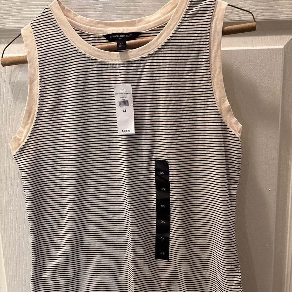 Banana Republic Black and White Striped Tank Top